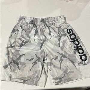 Adidas White and Gray Camo Athletic Shorts